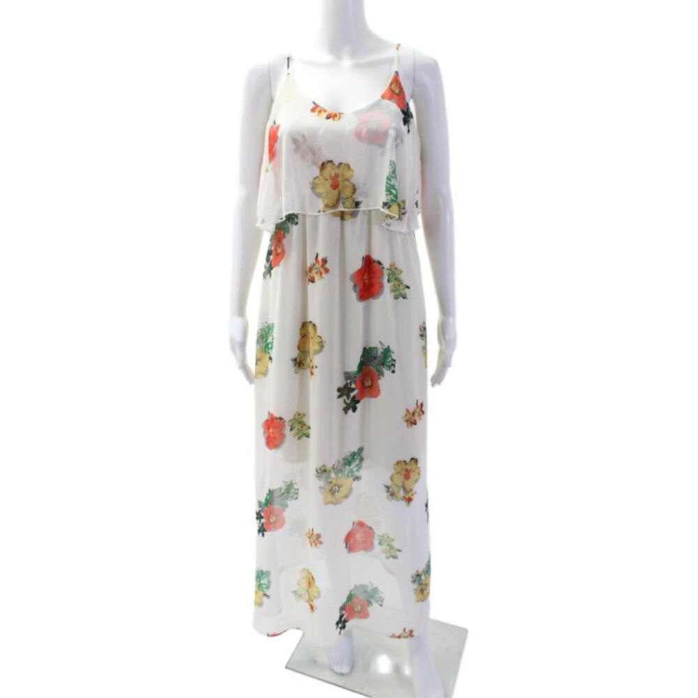 Romeo + Juliet Couture Women Maxi Sundress White Floral Midi Sleeveless Size S
